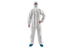 Junlong Type5&6 White Anti-Static Against Splash Chemical Particle SMS Disposable Coverall for Cleanroom Use
