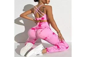 Wholesale Women's Elastic Waist Yoga Bra Leggings Set-Full-Length High-Waisted Eco-Friendly Polyester/Nylon 2-Piece Pilates Set