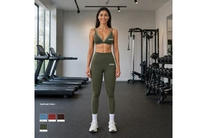 Women's 2 Piece Yoga Sets Stretch Leggings And Contrast Double Strap Triangle Sports Bra For Gym Fitness