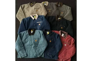 OUNA Custom Men's Distress Vintage Duck Cotton Satin Weave Work Jacket Winter Detroit Worker Workwear Canvas Barn Jacket
