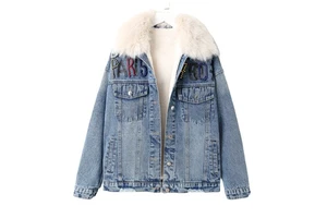 Fur Collar Women's Jeans Jacket Winter Jackets and Fur Coats Women Blue Jean Camo Demin Jacket for Women Hight Quality