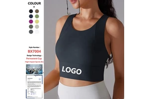 Women Racerback Permanent Cup Pad Running Longline High Impact Support Bras Tank Crop Top Sport Bra for Yoga Gym Workout Fitness
