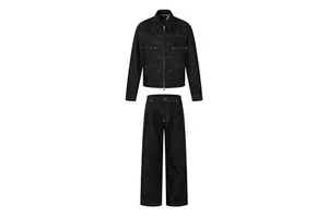 XMAMLON Custom Selvedge Denim Set Raw Selvedge Jeans Jacket 2 Pcs Workwear Jeans for Men with Button Decoration