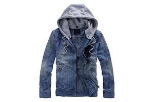Hot Selling Men's Vintage Slim Fit Casual Denim Jacket Blue Jeans Front Logo 100% Cotton Winter Butterfly Sleeve Breathable