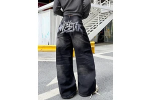 Custom High Street Jeans Trendy Vintage Hip-hop Casual Pants Cool Printed Couple's Straight Jeans For Women