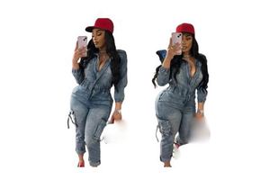 Women Black Adjustable Strap 5 Pockets Side Button Denim Overall Jumpsuit