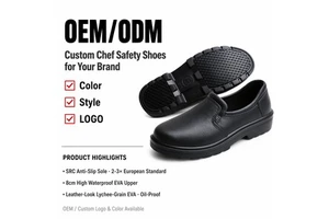 EU SRC Standard Anti Slip Chef Work Loafers EVA Waterproof Oil Heat Resistant Slip On Restaurant Kitchen Safety Shoes