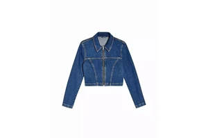 High Quality Hot Selling Women's Cropped Denim Jacket in Mid Wash Blue Ladies' Jeans Jacket