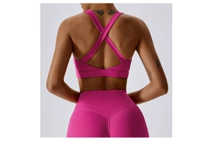 Cross Straps Women Sports Wear Pilates Bra Padded Push up Shockproof Sujetadores Yoga Gym Underwear High Intensity Sportsbra