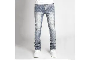 Wholesale Men's Jeans Denim Stretch Slim Fit Pearl Casual Style Pencil Skinny Denim Pants for Men