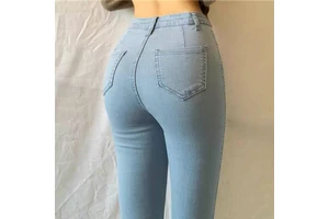 Wholesale New Fashion Women High Waist Denim Jeans Zipper Pockets Stretch Trousers Pants Girls Skinny Pencil Casual Jeans