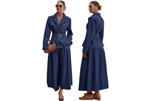 2026 Denim Suit for Women Stylish Girls Jeans Suits Women's Denim Jacket and Skirt Clothes Women 2 Pieces Outfit Sets