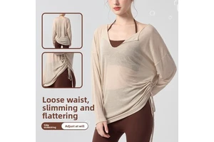 Turn-down Collar Thin Solid Color Breathable Blouse Women Sport Long Sleeve Loose Yoga Top Ladies Yoga Wear Fit Pilates Sports