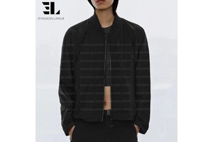 LARSUR Custom Denim Factory Wash Cotton Twill Fight Bomber Jacket Zipper Casual Streetwear Racing Motorcycle Jean Jacket Women