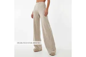 Custom Winter Loose Inseam Extra Long Knitwear Seamless Comfortable High Waisted Wide Leg Lounge Trousers For Tall Women