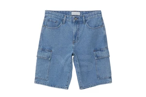 High-Waist Men's Casual Denim Shorts Breathable Quick Dry Straight Style Streetwear Jeans with Button Decoration for Summer