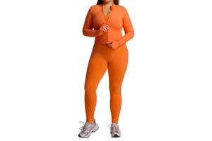 Women's Solid Breathable Quick-drying High Elastic Plus Size Three-piece Long Sleeve Elastic Waist Sportswear Fitness Yoga Suit