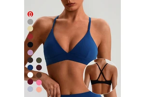 High Quality Deep V Cross Strap Woman'S Gym Yoga Bra Sports Wear Quick Dry Tight Fitness Sports Bra For Women Running Workout