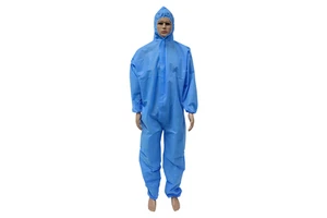 Junlong Factory Price FR SMS Blue Type5/6 Waterproof Disposable Anti-static Anti-cut Cleanroom Coverall
