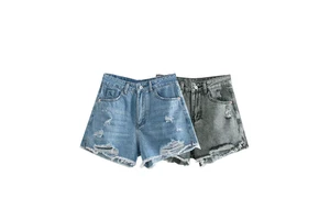 High Quality Customized Logo Women's Denim Shorts with Front Pockets Breathable Eco-Friendly Quick Dry Hot Selling on Sale Now!
