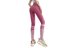 Women's Yoga Pants Fashionable Color-blocking High-Waist Stretch Yoga Pants Sports Training Tight Peach Hip-Lifting Pants