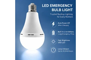 Smart Charge LED Emergency Bulb 7W 9W 12W 15W 18W Multiple Wattage Available For Warehouse Factory Emergency Commercial Lighting