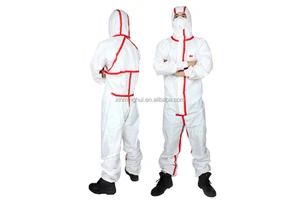 Wholesale 3M 4565 White Disposable Hooded Coverall Type 5 6 Anti-Static Red Taped Seams Non-woven Fabric XXL Chemical Protection