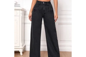 Women's Plus Size Mid Waist Stretch Breathable Straight Denim Pants Stylish Fit Comfy Cargo Overalls Casual Embroidery Washed