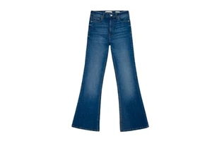 High Quality Custom Dark Blue Women's Denim Jeans High Street Casual One Button Baggy Wide Leg Straight