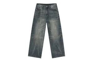 Fashion Hot Mid Rise Spring Loose Straight-leg Denim Jeans | New Korean-style Men's Retro Fashionable All-match Trousers