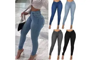 S-3XL Hot Sales Women' Jeans Mid Waist Stretch Skinny Denim Pants Retro Washed Elastic Slim Pencil Trousers