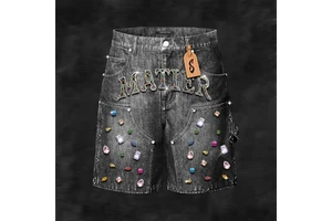Custom Streetwear High Quality Breathable Denim Y2k Distressed Embroidery Patch Summer Cargo Men Jorts
