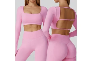Wholesale Factory Direct Sales Backless Yoga Long-Sleeved Shirt Skin-friendly Comfortable Yoga Top