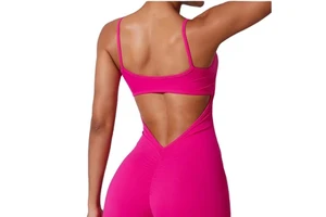 New Autumn And Winter Adjustable Hollow-out V-waist Fold One Piece Workout Gym Yoga Jumpsuit For Women
