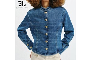 LARSUR Custom Factory Distressed Wash 11-15 Oz Heavy Denim Jacket Classic Cowboy Western Wear Street Wear Jeans Jacket Women