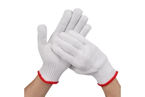 Bleached White Knitted Cotton Gloves Construction White Work Gloves Hand Cotton Protective Safety Glove for Work