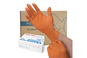 8Mil Powder Latex Free Heavy Duty Automobile Industrial Micro Touch Hand Grip Mechanic Orange Black Nitrile Safety Gloves