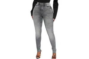 Wholesale Fashion Spring 2026 Women Straight-leg Mid-waisted Denim Jeans Stretch Casual Washable