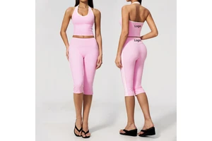 Newest Luxury Contrast Color Women's Gym Fitness Sets Pilates Yoga Wear Nude Feel Quick Dry Tik Tok Hot Sale Yoga Set Women