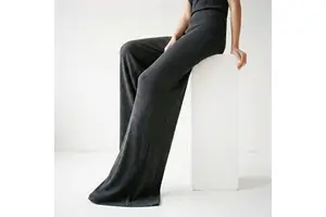 Tall Women Sweater Pants 36 Inseam Ribbed High Waisted Long Leg Knitwear Trousers Custom Length High Quality