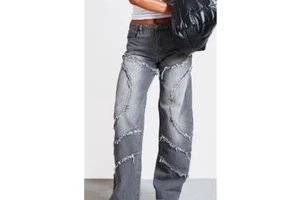 Stylish Comfortable Functional Women's Mid Waist Straight Denim Jeans Leopard Pattern Autumn Elegant Full Length
