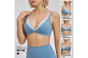 Custom Logo Contrast Color Double Shoulder Straps Removable Chest Pad High Support Comfortable Gym Yoga Sport Bra Ropa De Top
