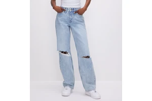 Custom Women 90S Wide Leg Denim Jeans High Waist Loose Full Length Straight Knee Distressed Wide Leg Jeans For Women