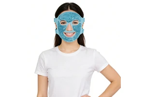 Gel Bead Full Face Ice Mask, Adjustable Strap Reusable Cold Compress Mask For Post-Op Facial Swelling Relief