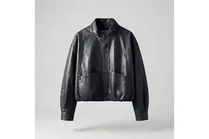 Handsome Women's Eco-Friendly Bomber Jacket Solid PU Leather Autumn/Spring Short Stand Collar Polyester Lining