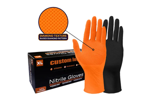 10 Mil 12 Mil Industry Mechanic Heavy Duty Oem Logo Custom Food Car Cleaning Truck Auto Diamond Texture Nitrile Glove Gloves