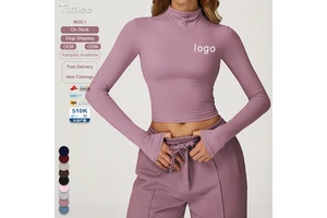 Quick-drying Fitness Exercise Long-sleeved Top High-neck Tight Outer Wear Versatile Long-sleeved Yoga Wear