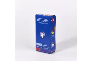 Blue Russian Text Window Auto Lock Flip Box 100pcs Powder Free Disposable Nitrile Work Safety Glove Packaging Box