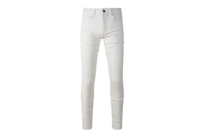 High Quality White Men's Slim Fit Stretch Skinny Jeans Plus Size Boot Cut Casual Pants Wholesale Streetwear Autumn Spring Washed
