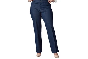 Womens Plus Size Navy Blue High Waist Dress Pants Office Work Trousers Straight Leg Formal Business Casual Printed